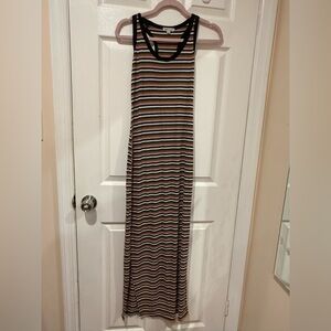 Rolla Coster Striped Racerback Maxi Dress in Brown, Pink and Black